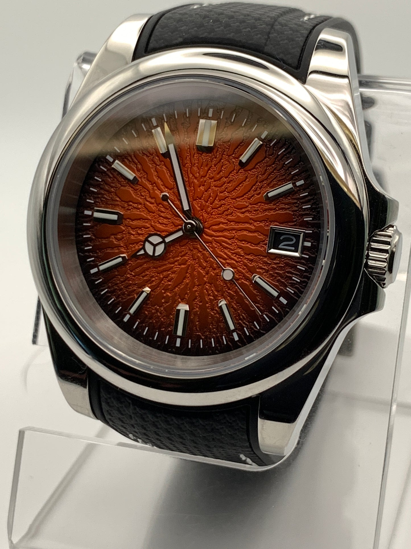 Burnt Orange Sunburst Textured Dial Sport Watch