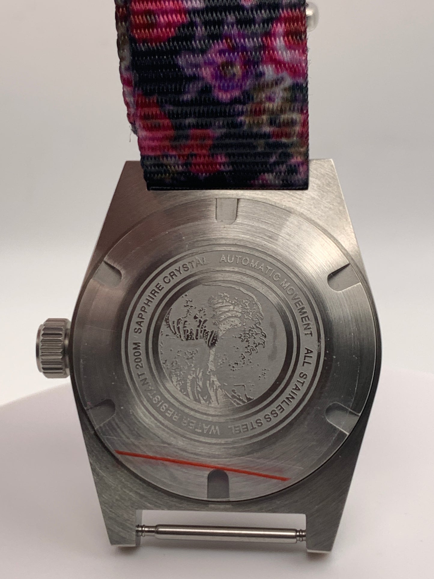 Water Garden. 38mm brushed stainless steel. Mosaic dial. Sapphire crystal with AR. Seiko NH35 automatic.