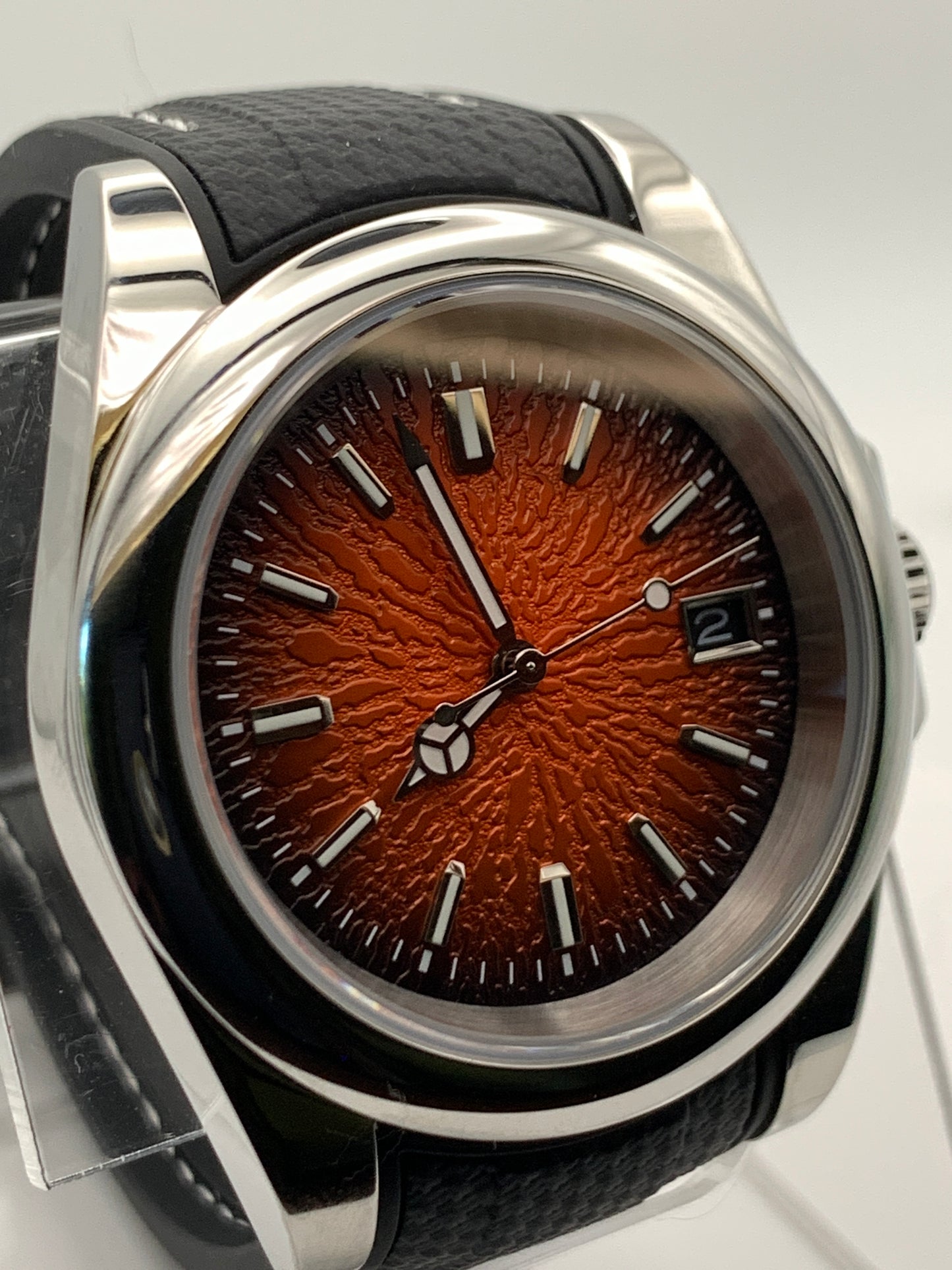 Burnt Orange Sunburst Textured Dial Sport Watch