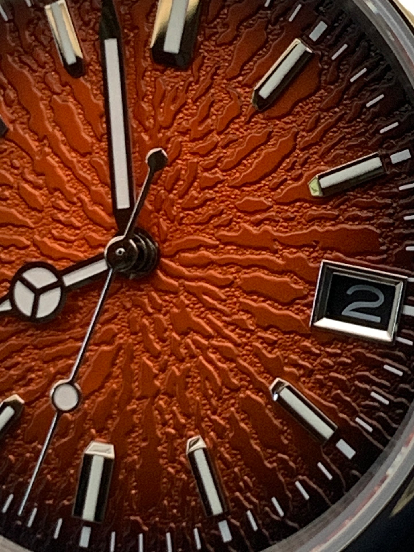 Burnt Orange Sunburst Textured Dial Sport Watch