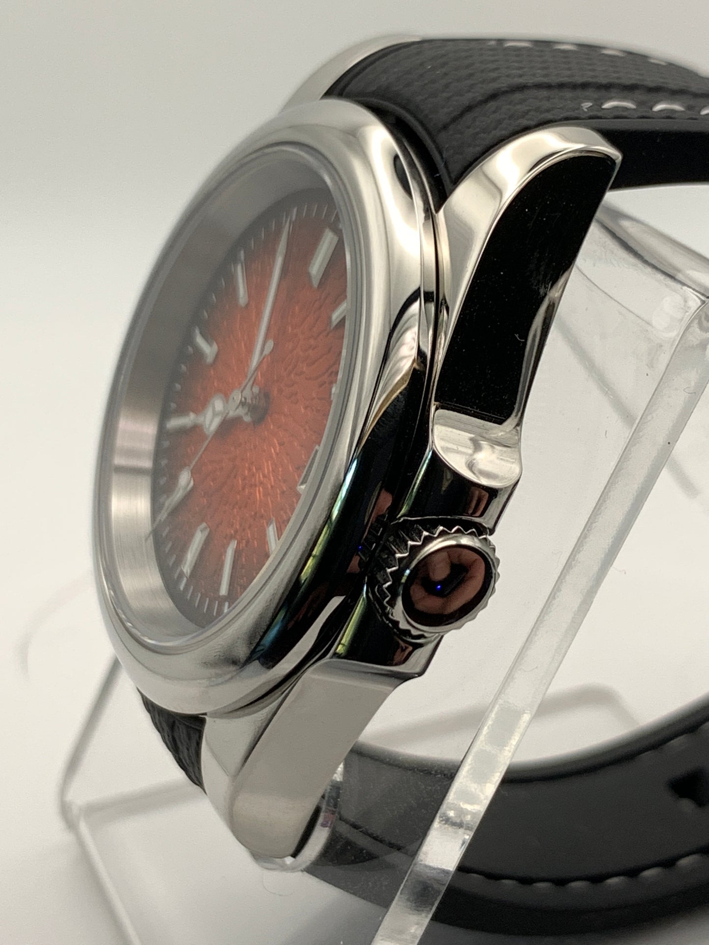 Burnt Orange Sunburst Textured Dial Sport Watch