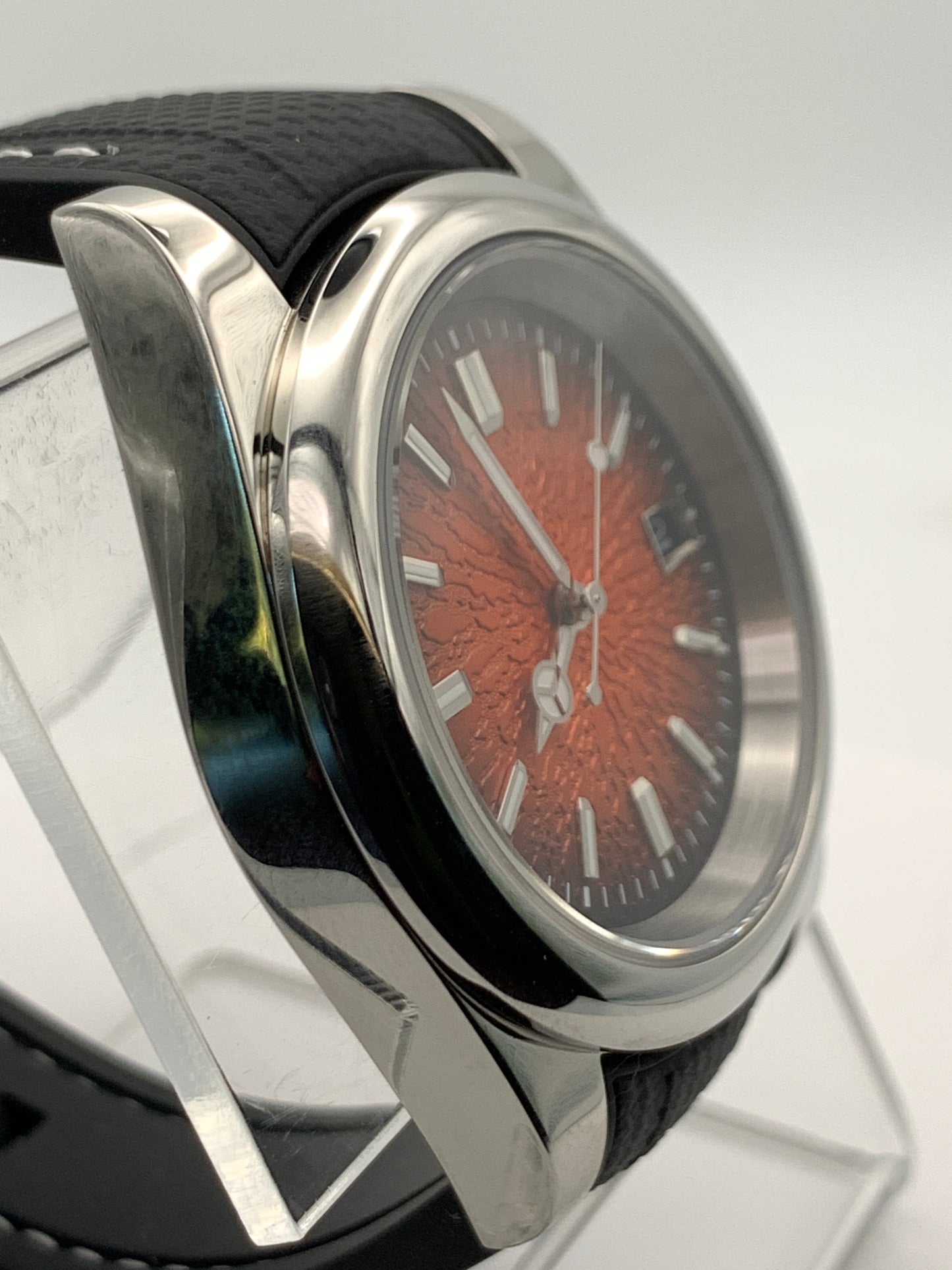 Burnt Orange Sunburst Textured Dial Sport Watch