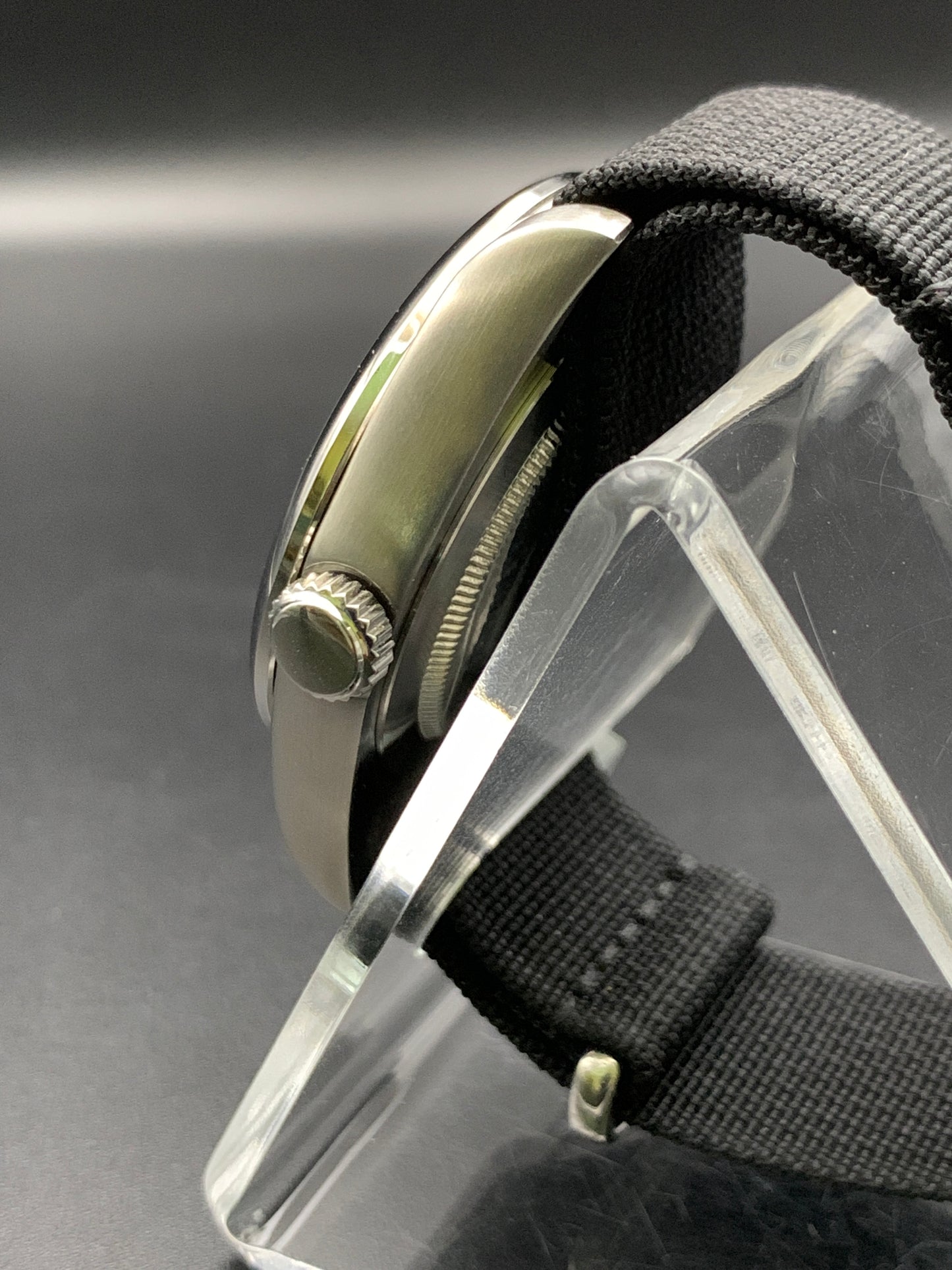 Black and yellow 39mm field watch.