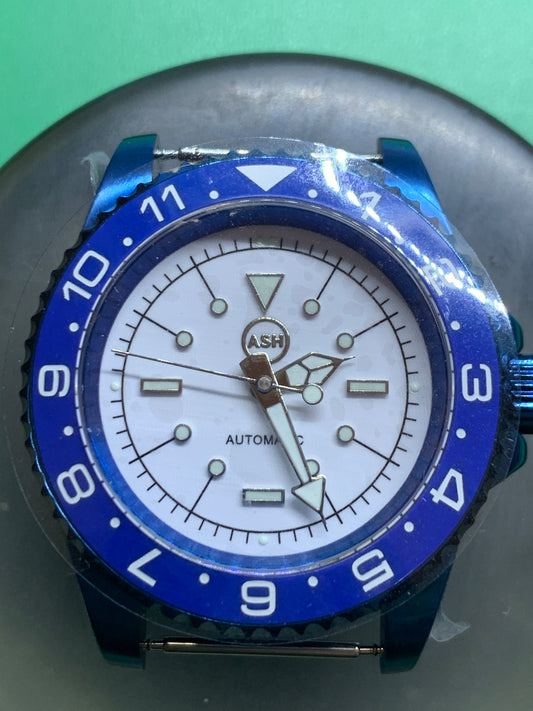 Europa - 41mm Blue anodized stainless steel case. Sapphire crystal. Seiko NH38.