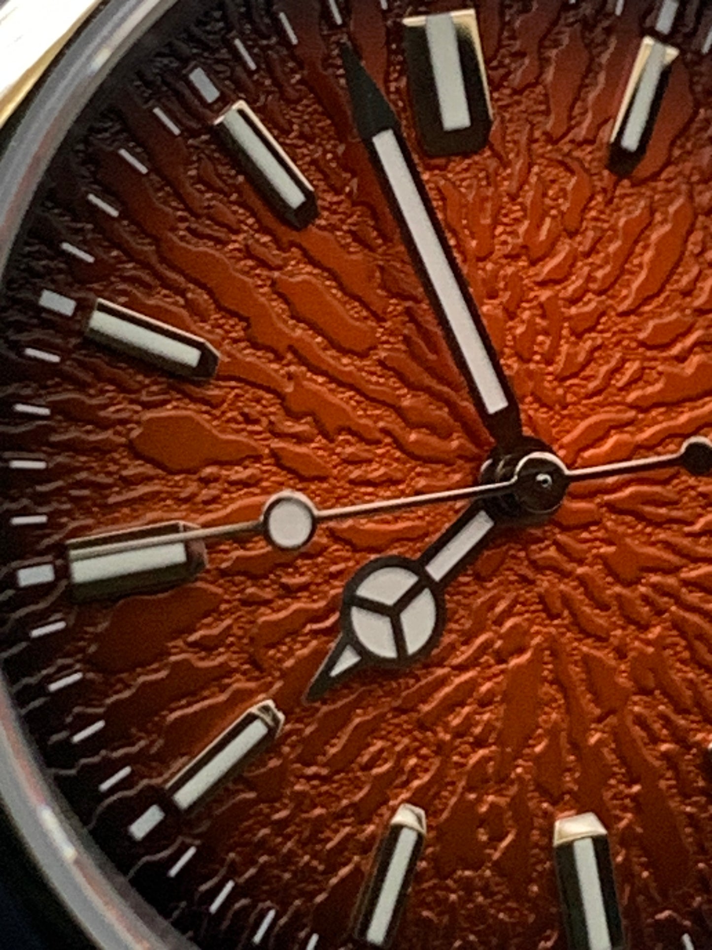 Burnt Orange Sunburst Textured Dial Sport Watch