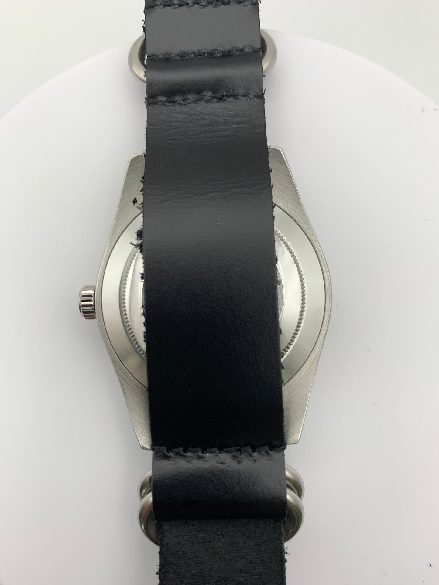 39mm Black and vintage yellow field watch.