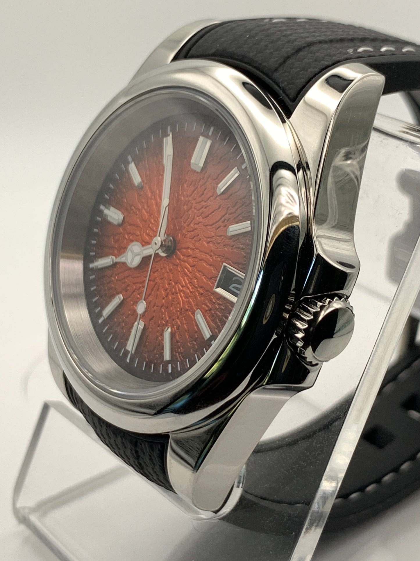 Burnt Orange Sunburst Textured Dial Sport Watch
