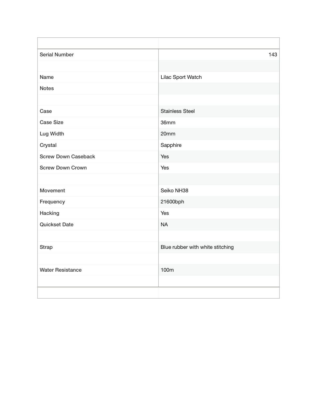 36mm Lilac sport watch.