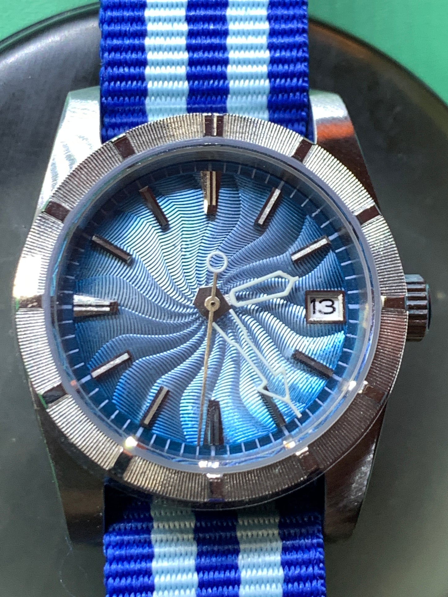 Gyre. 36mm ‘Engine Turned’ stainless steel case. Sapphire crystal. Seiko NH35.