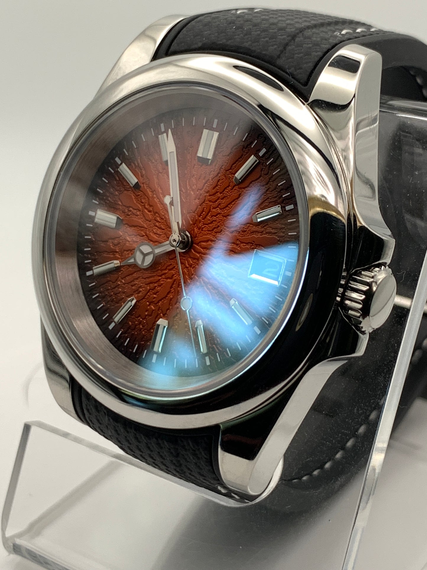 Burnt Orange Sunburst Textured Dial Sport Watch