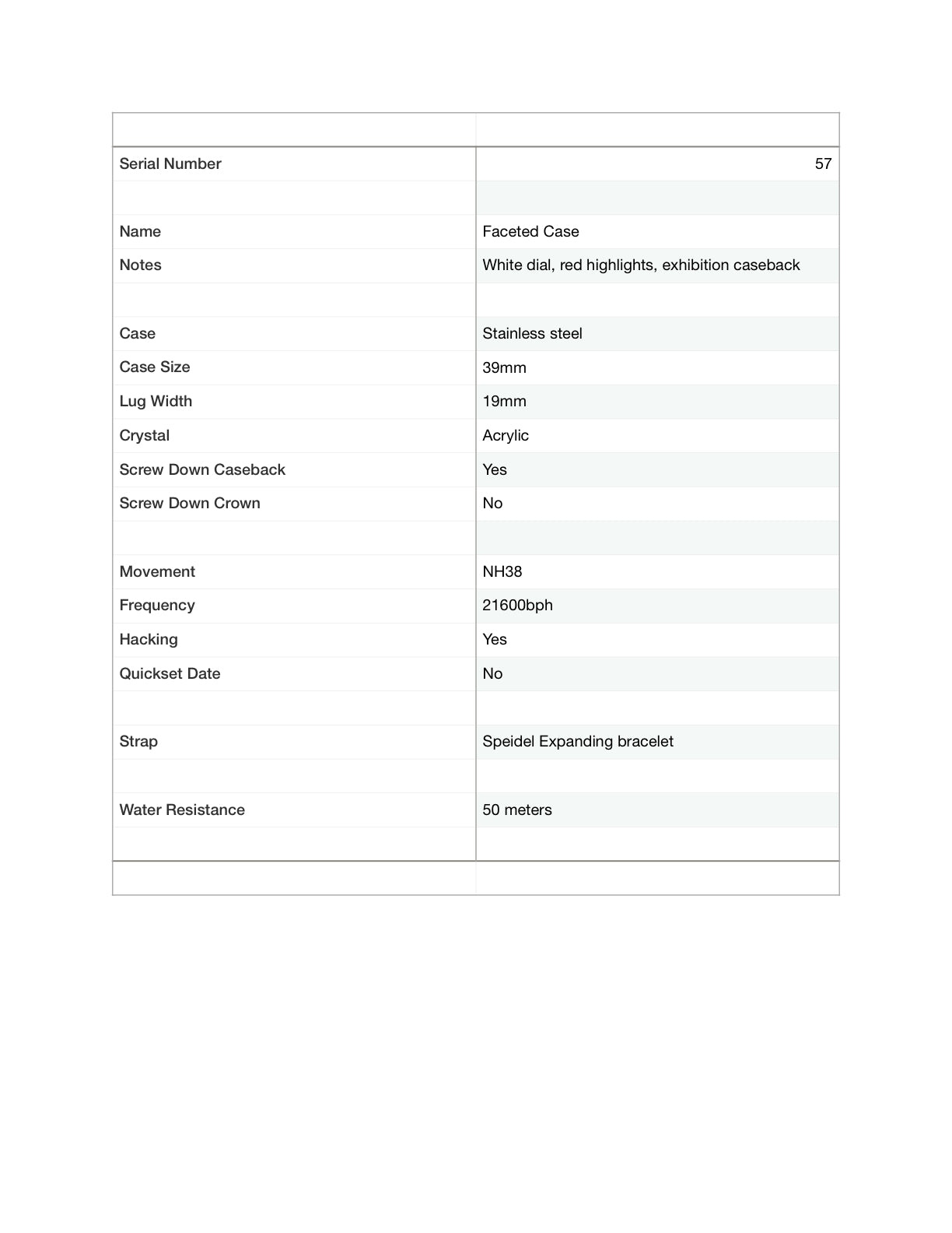 Aspects. 38mm faceted case. Vintage expanding bracelet. Acrylic dome crystal. NH38 automatic movement.