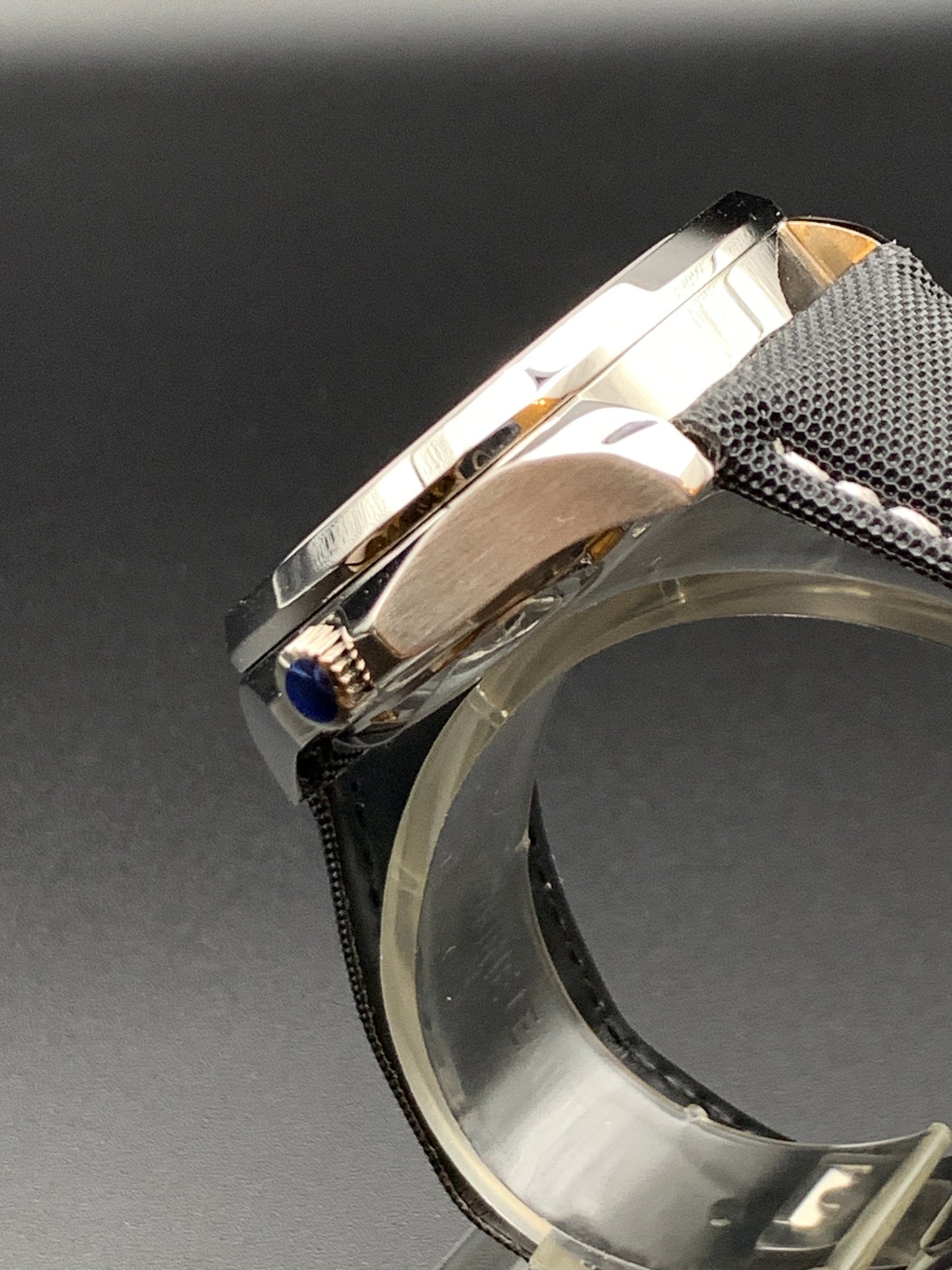 Black Waves Dial Wristwatch. Seiko NH35 Automatic.