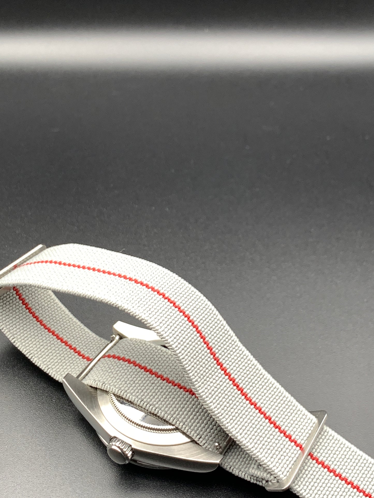 White Mother of Pearl Dial Red Accents. Seiko NH35 Automatic