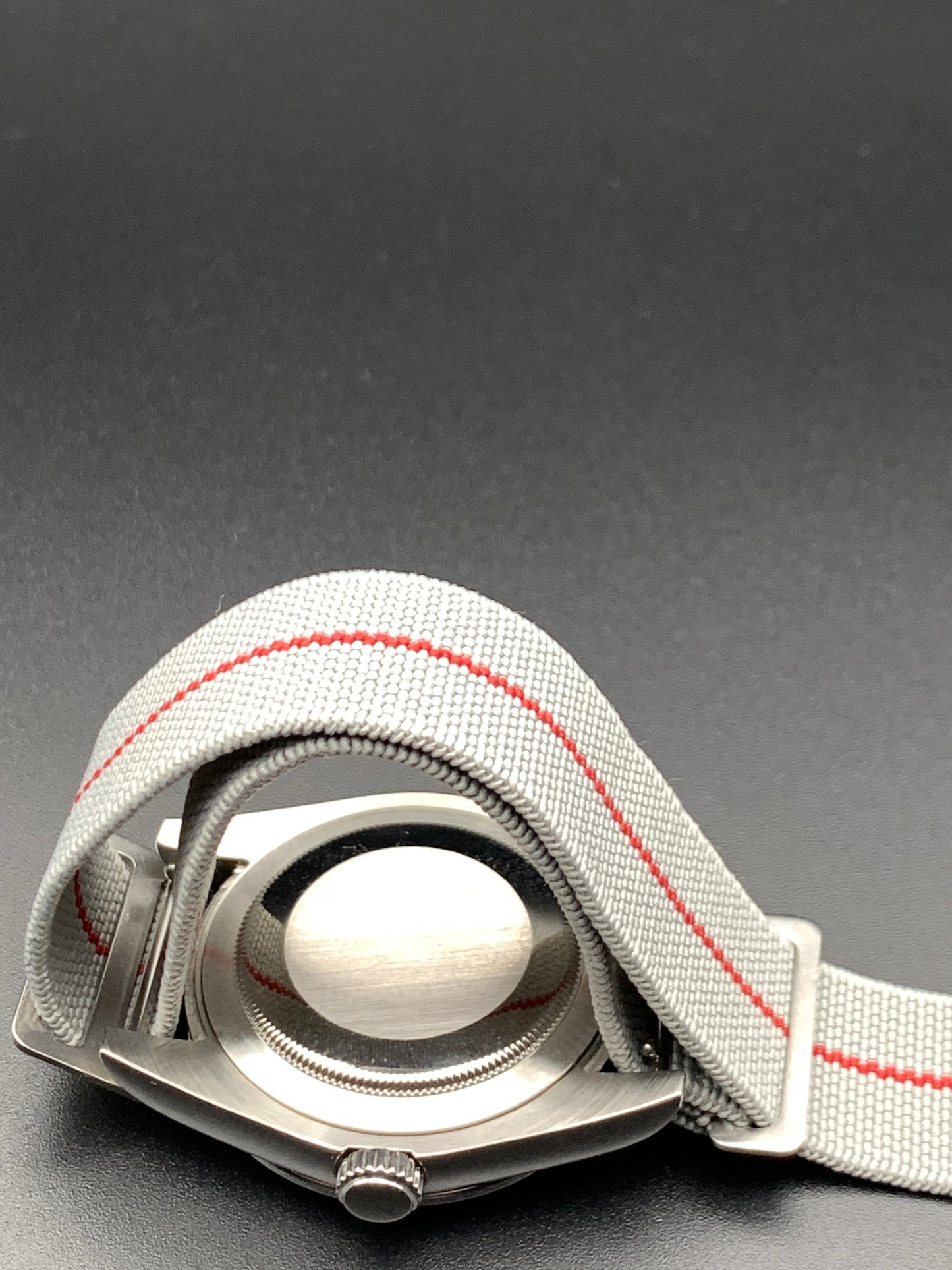 White Mother of Pearl Dial Red Accents. Seiko NH35 Automatic