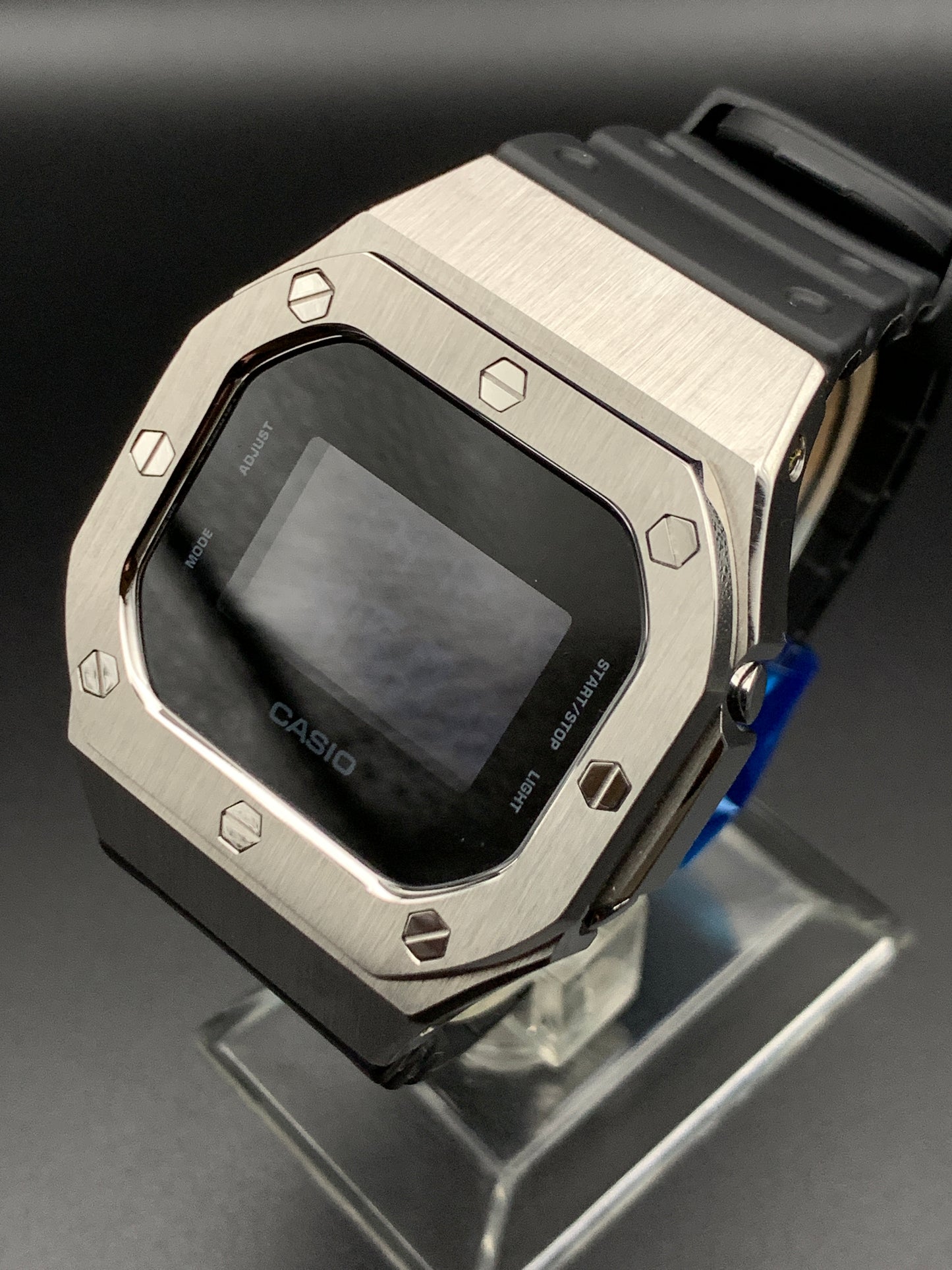 Custom G-Shock. CasioOak. DW5600 metal case. Negative Display.
