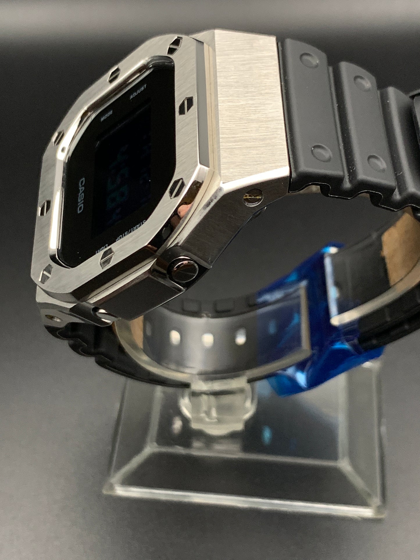 Custom G-Shock. CasioOak. DW5600 metal case. Negative Display.