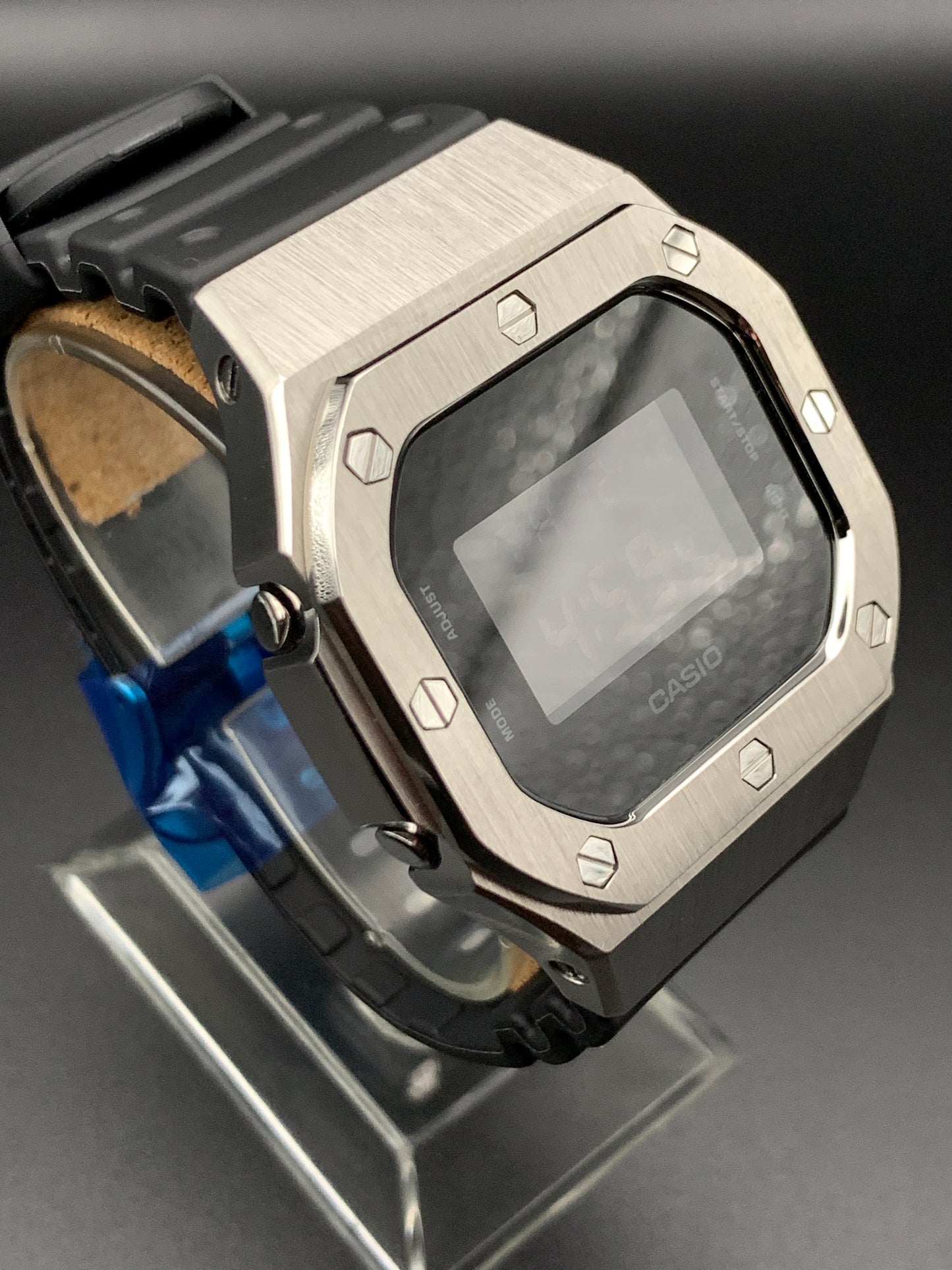 Custom G-Shock. CasioOak. DW5600 metal case. Negative Display.