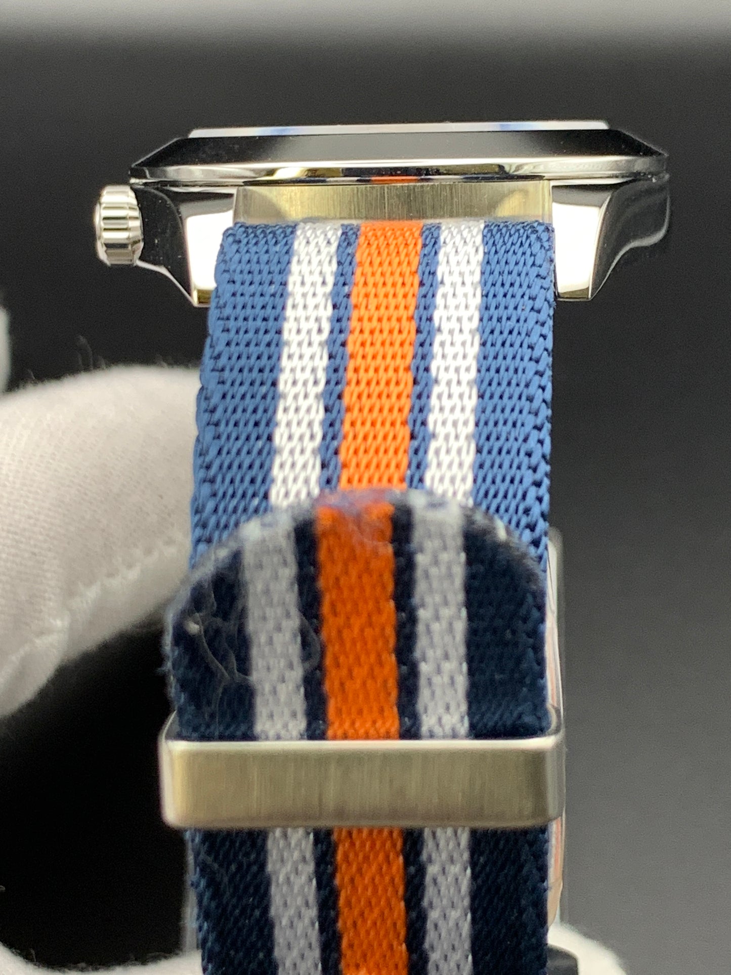 Blue and Orange New York Mets inspired wristwatch. Seiko NH38.
