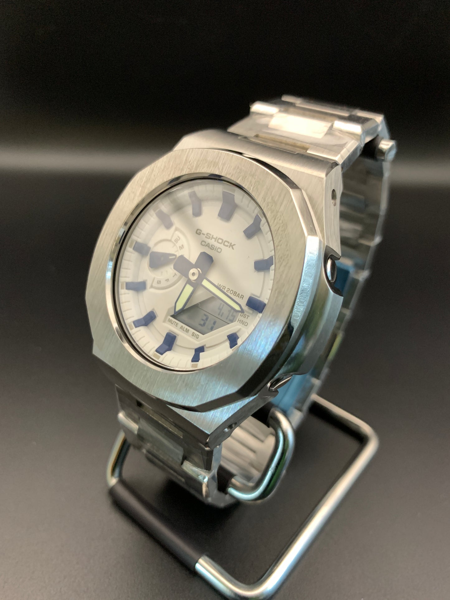 Custom Casio G-Shock GA2100. White and Blue.