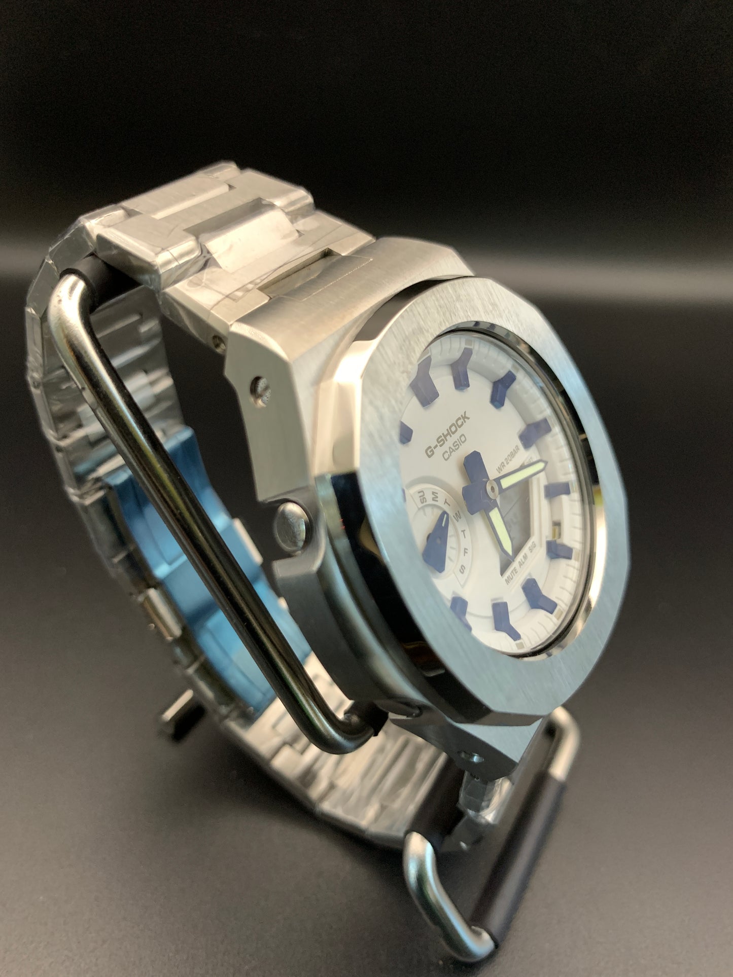 Custom Casio G-Shock GA2100. White and Blue.