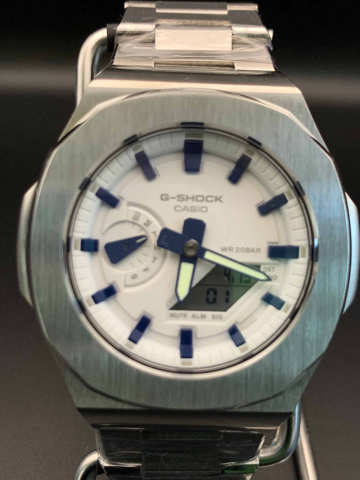 Custom Casio G-Shock GA2100. White and Blue.