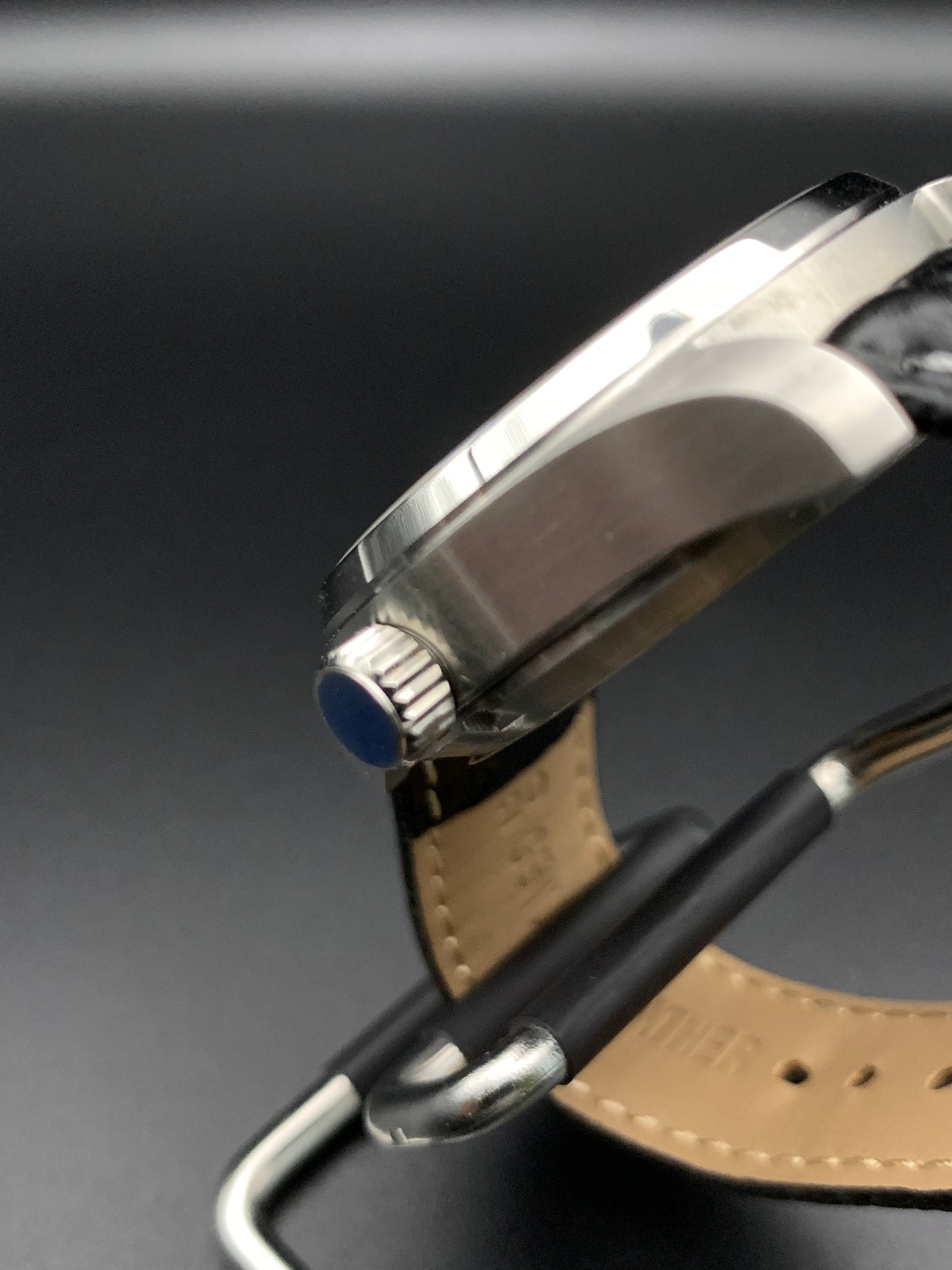Silver and Blue. Multi texture dial. Vintage Style Dress Watch.