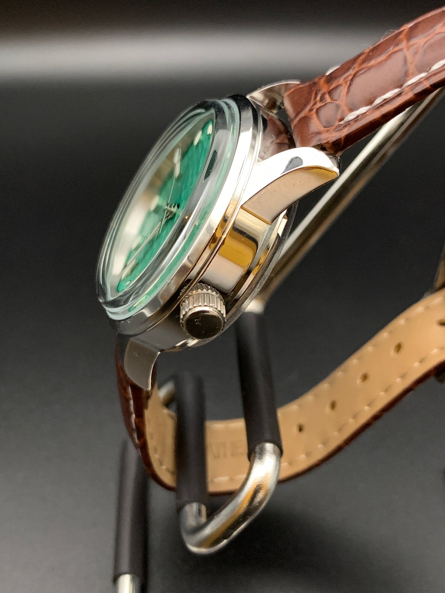 Seafoam Green Wave Dial Dress Watch. Seiko NH35 Automatic.