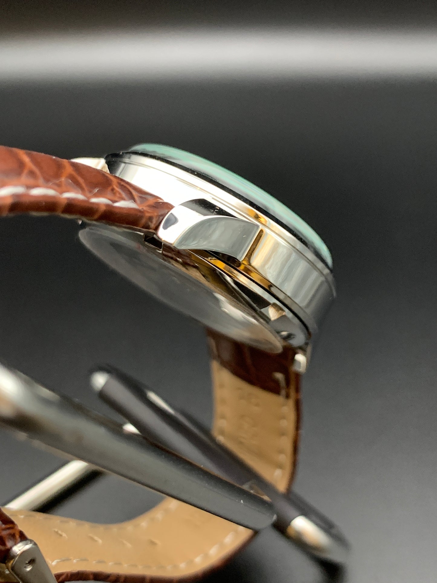 Seafoam Green Wave Dial Dress Watch. Seiko NH35 Automatic.