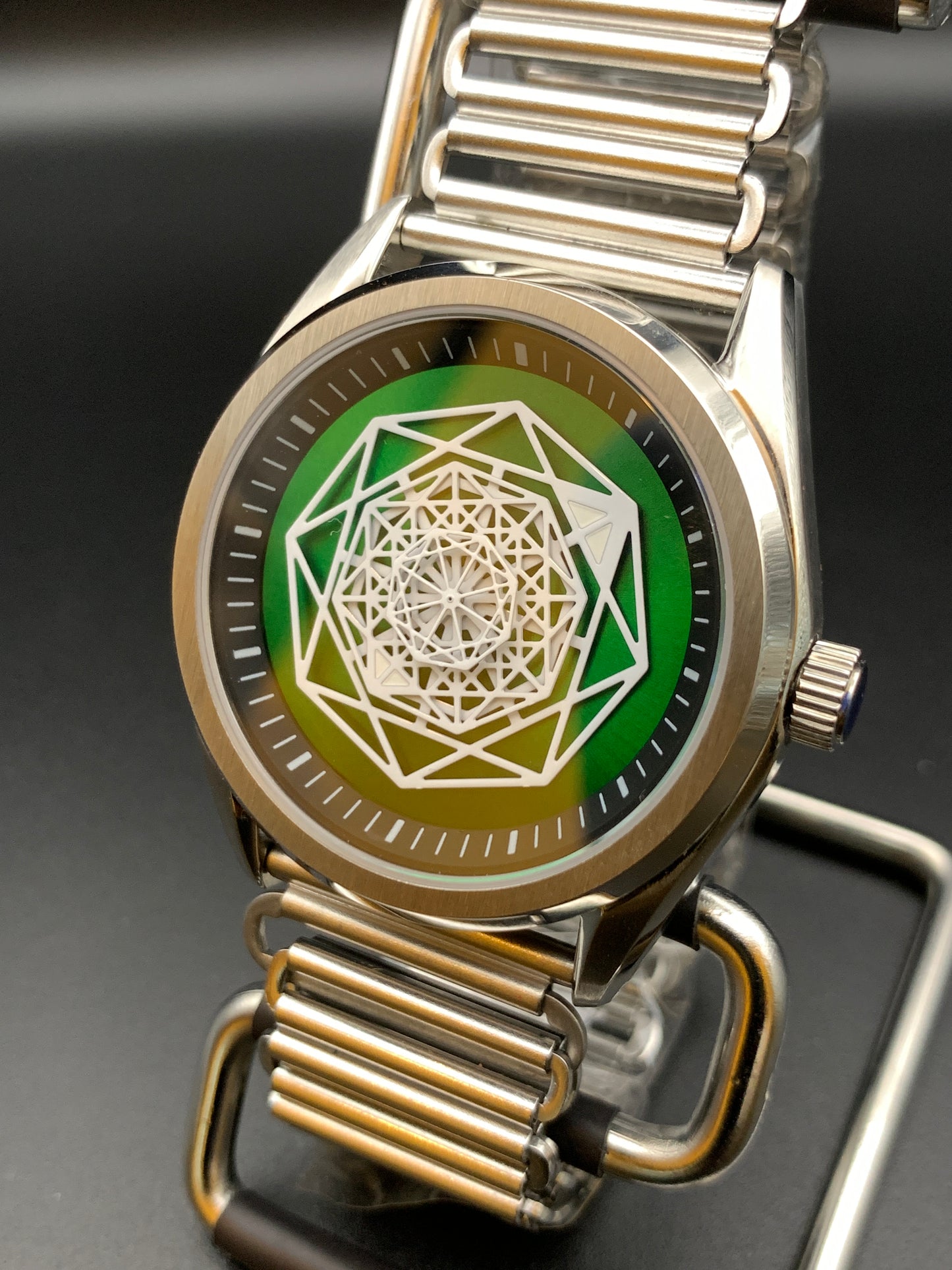 Snowflake Over Green Sunray Dial. Seiko NH38 Automatic