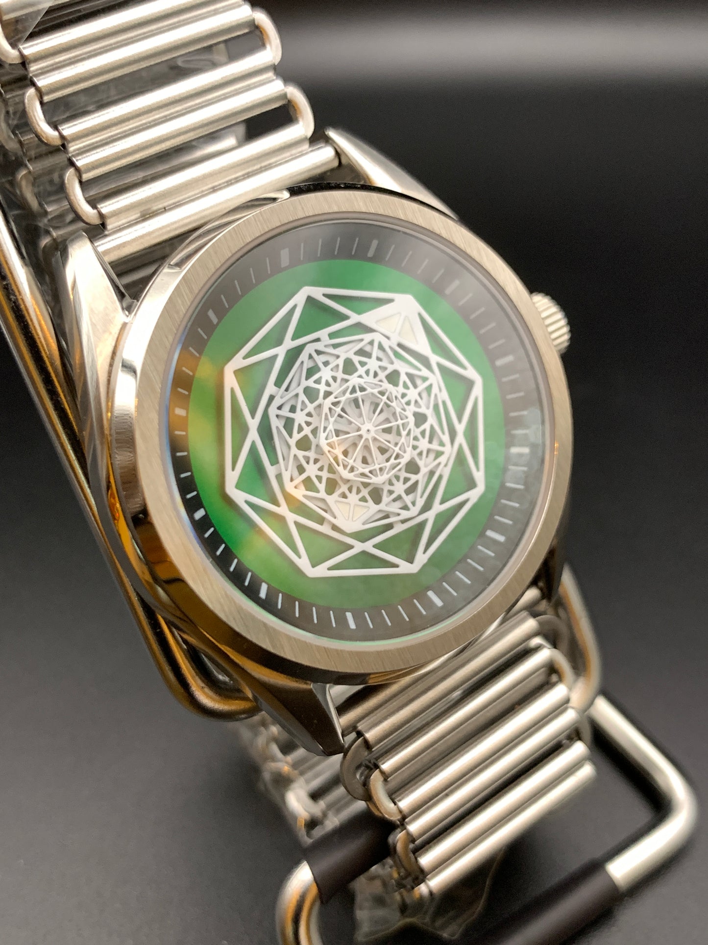 Snowflake Over Green Sunray Dial. Seiko NH38 Automatic