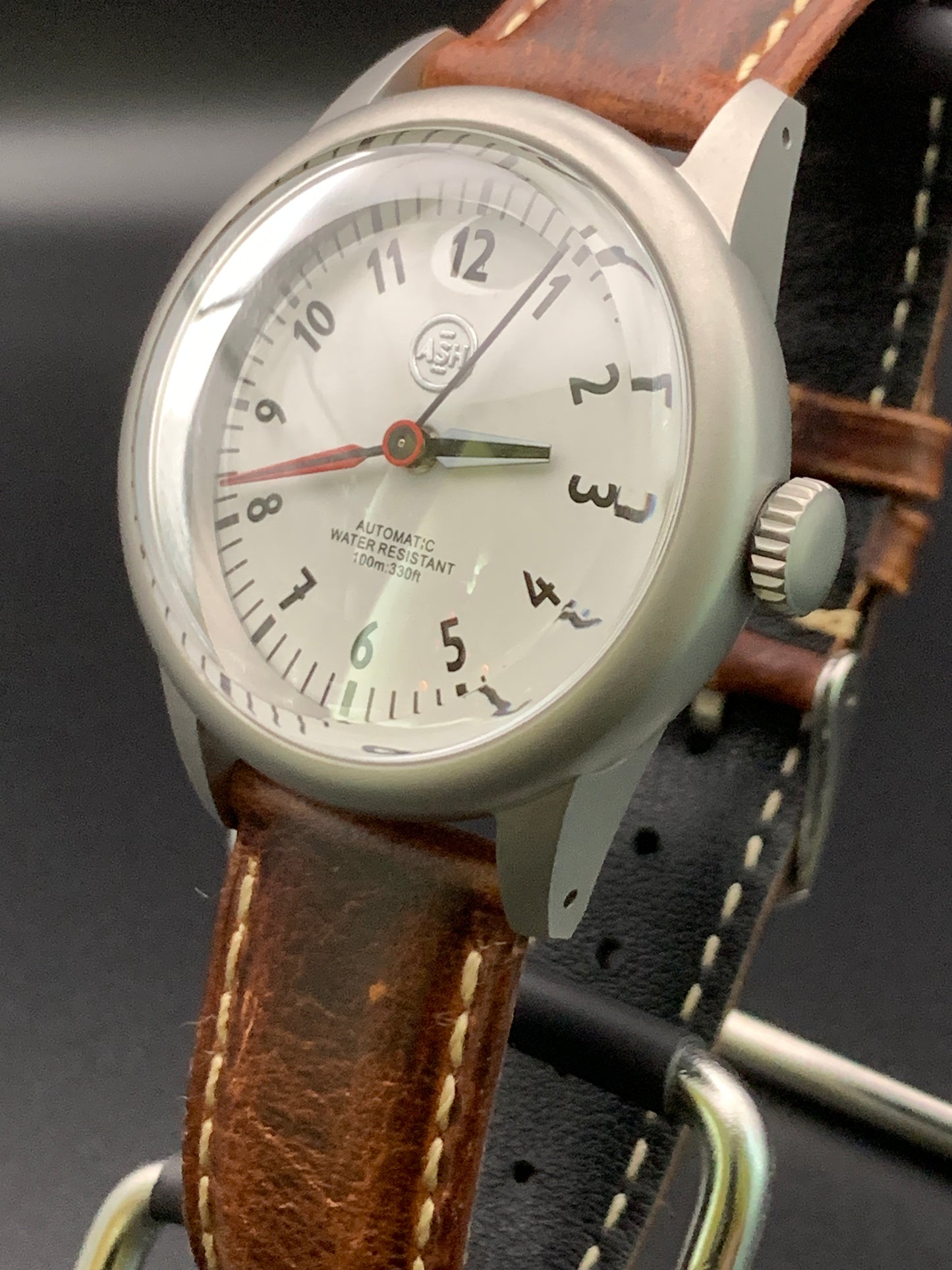 36mm Brushed Field Watch. White Dial. Seiko NH38 Automatic.