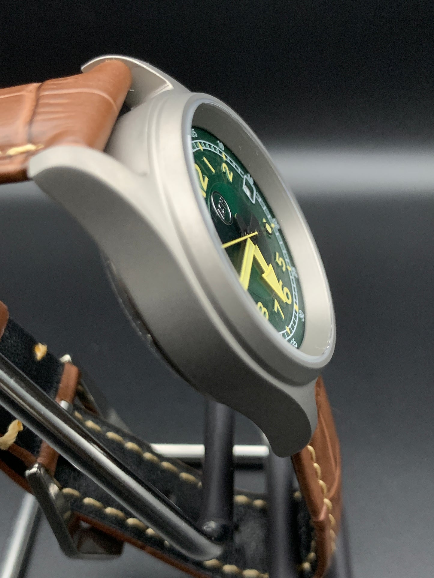 Green and Yellow Titanium Field Watch. Seiko NH35 Automatic.