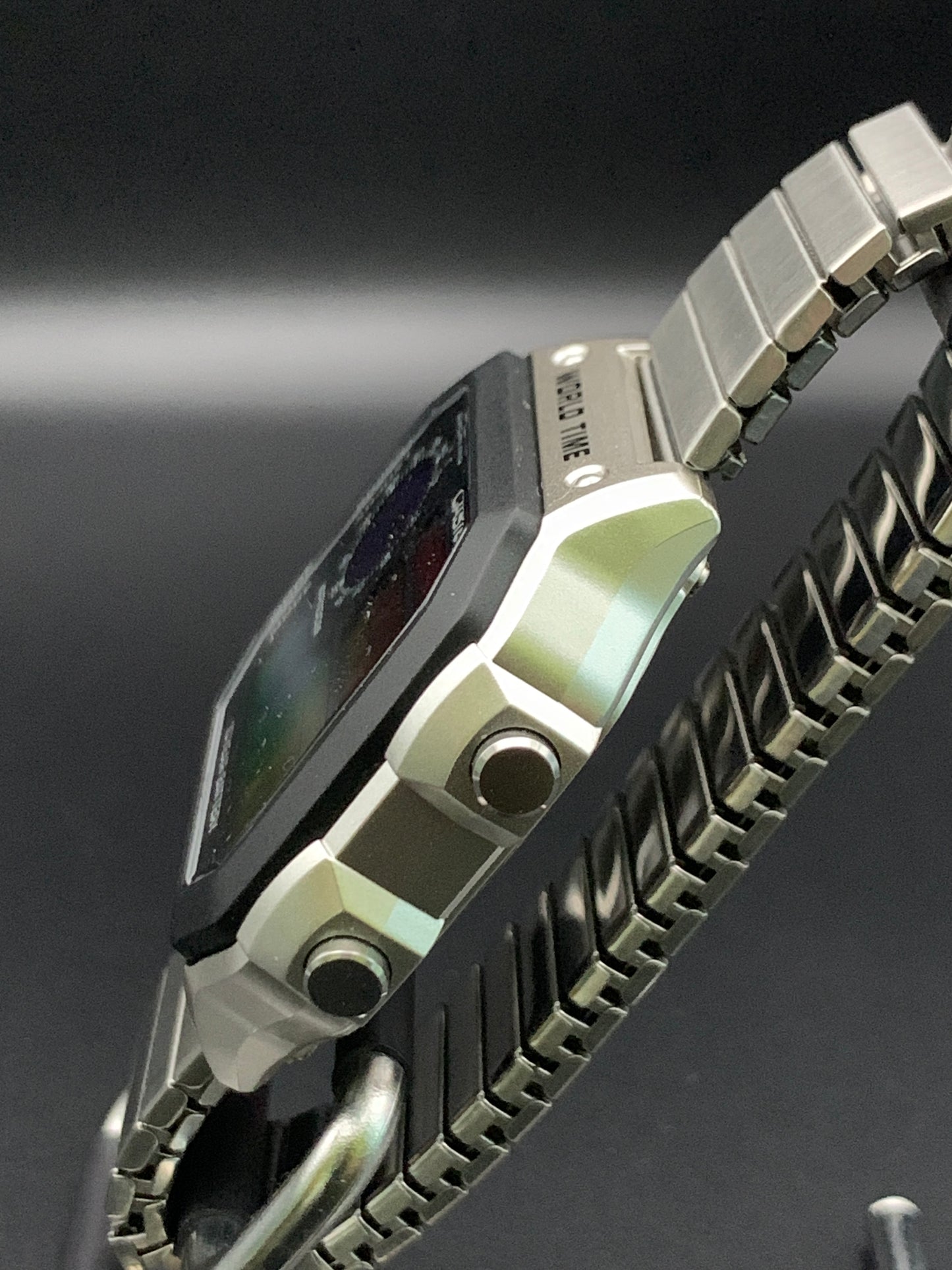 Casio AE-1200. Hydromod. Spiral rainbow filter. Bracelet