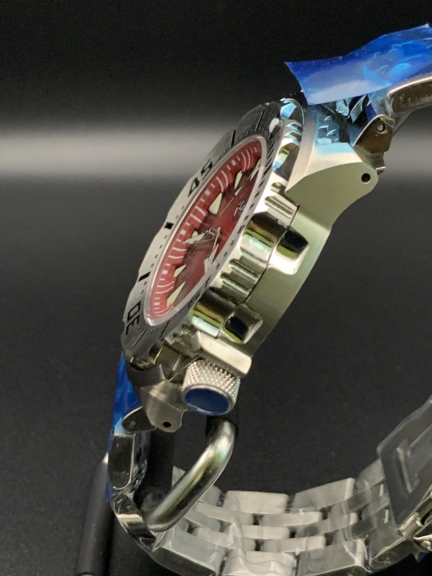 Vicious Monster Wristwatch. Seiko NH36 Automatic. Polished Bracelet.
