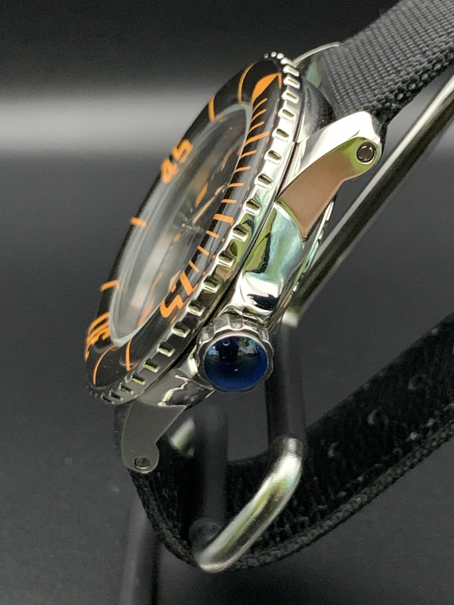 Classic Black and Orange Dive Watch. Seiko NH35 Automatic.