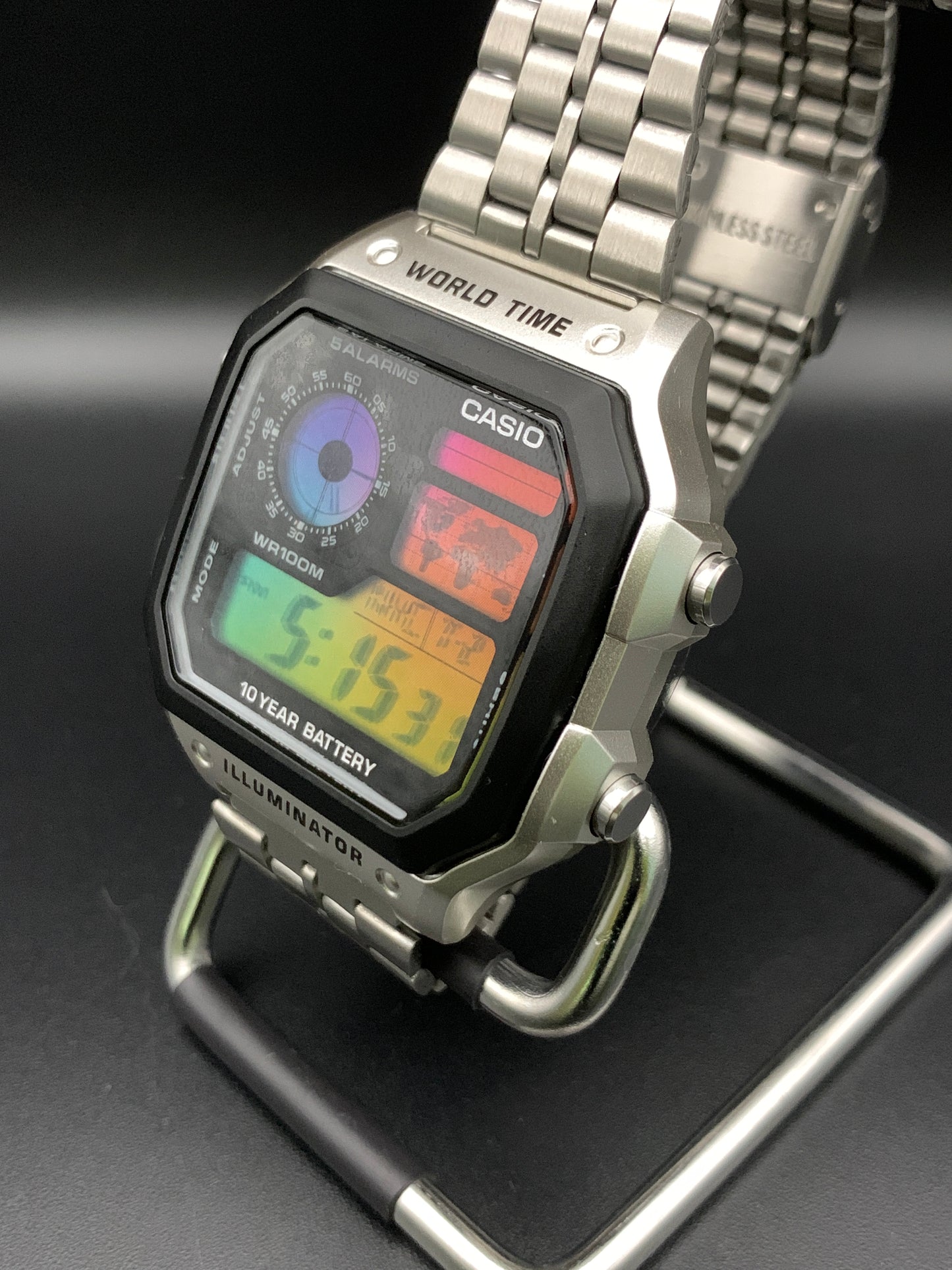 New Casio AE-1200. Rainbow filter and HydroMod. Retro bracelet.