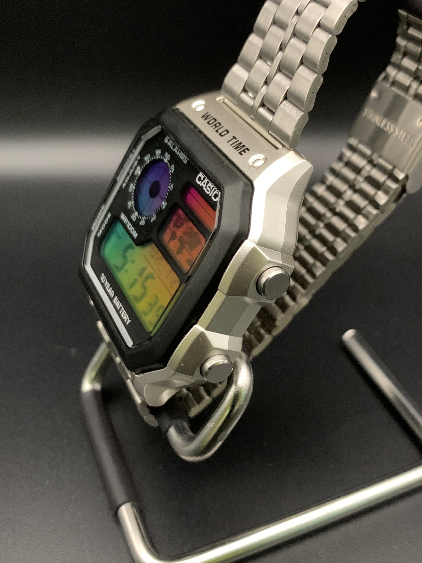 New Casio AE-1200. Rainbow filter and HydroMod. Retro bracelet.