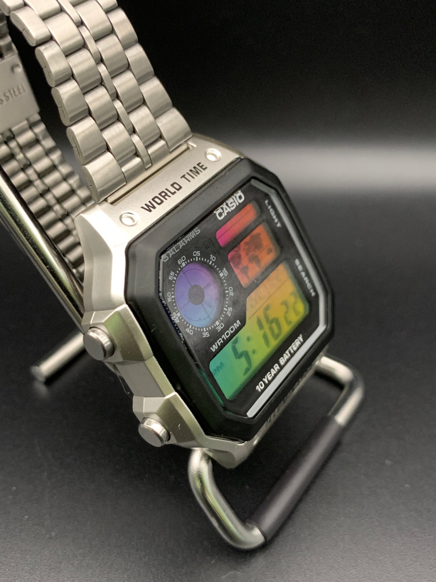 New Casio AE-1200. Rainbow filter and HydroMod. Retro bracelet.