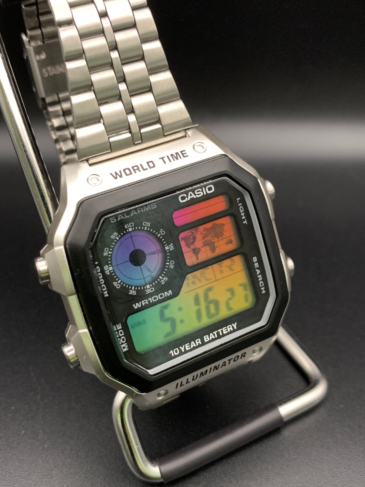 New Casio AE-1200. Rainbow filter and HydroMod. Retro bracelet.