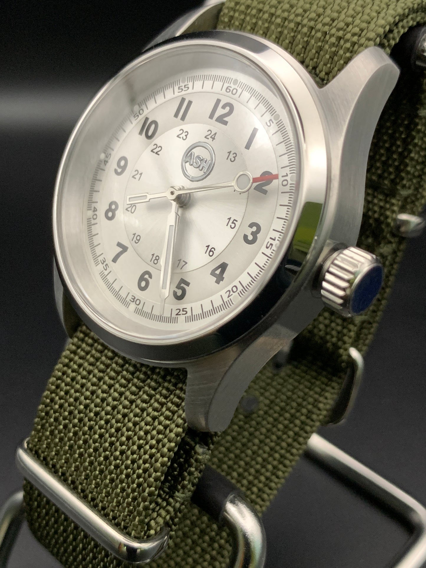 36mm Silver Sunray Field Watch. Seiko NH38 Automatic