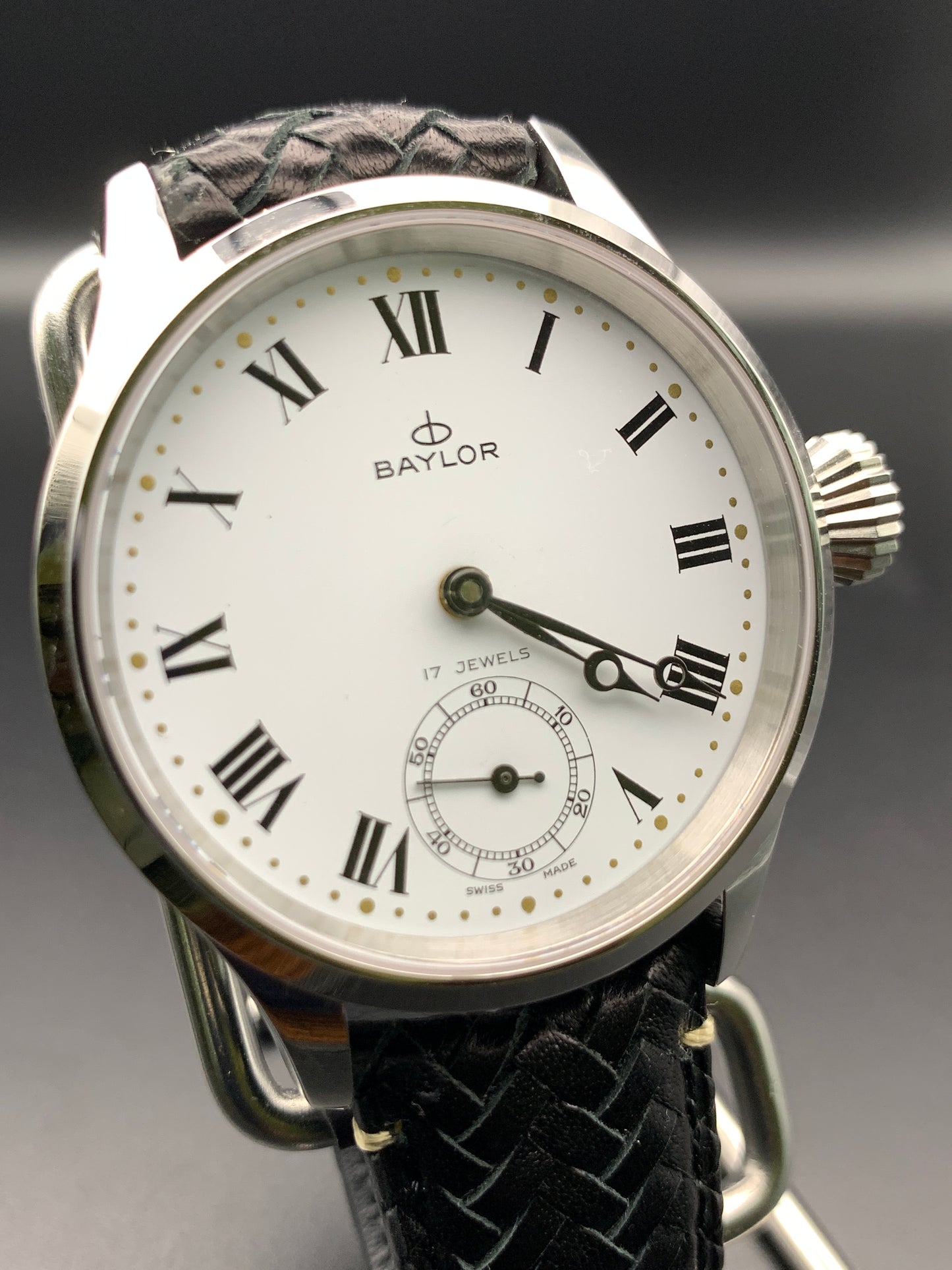 42mm Dress Watch. Baylor pocket watch marriage. Swiss ETA6498 movement.