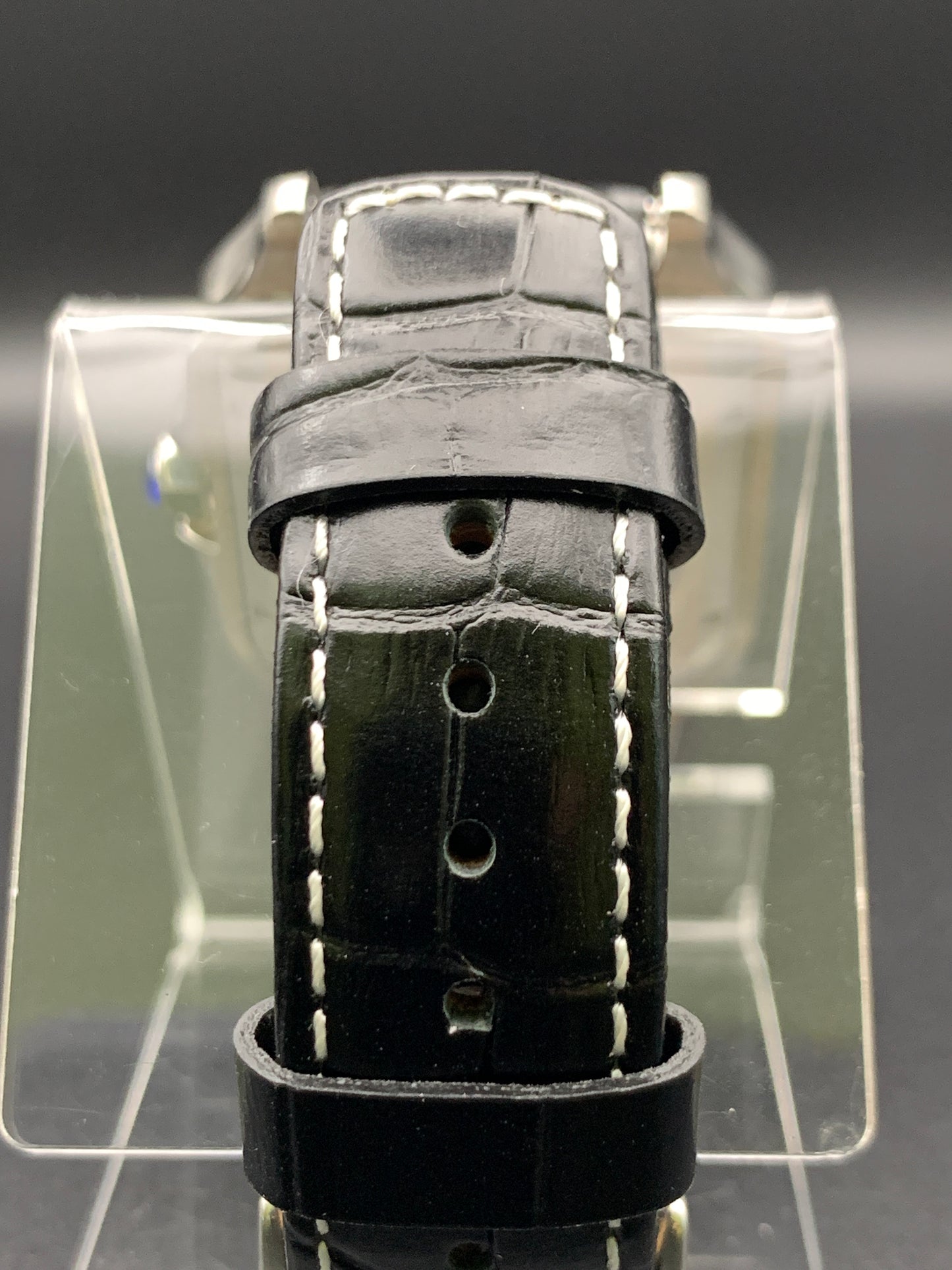 Santos styled 39mm rectangular dress watch. Mother of Pearl dial.