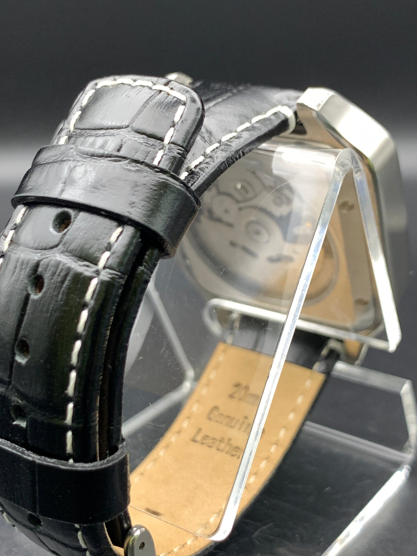 Santos styled 39mm rectangular dress watch. Mother of Pearl dial.