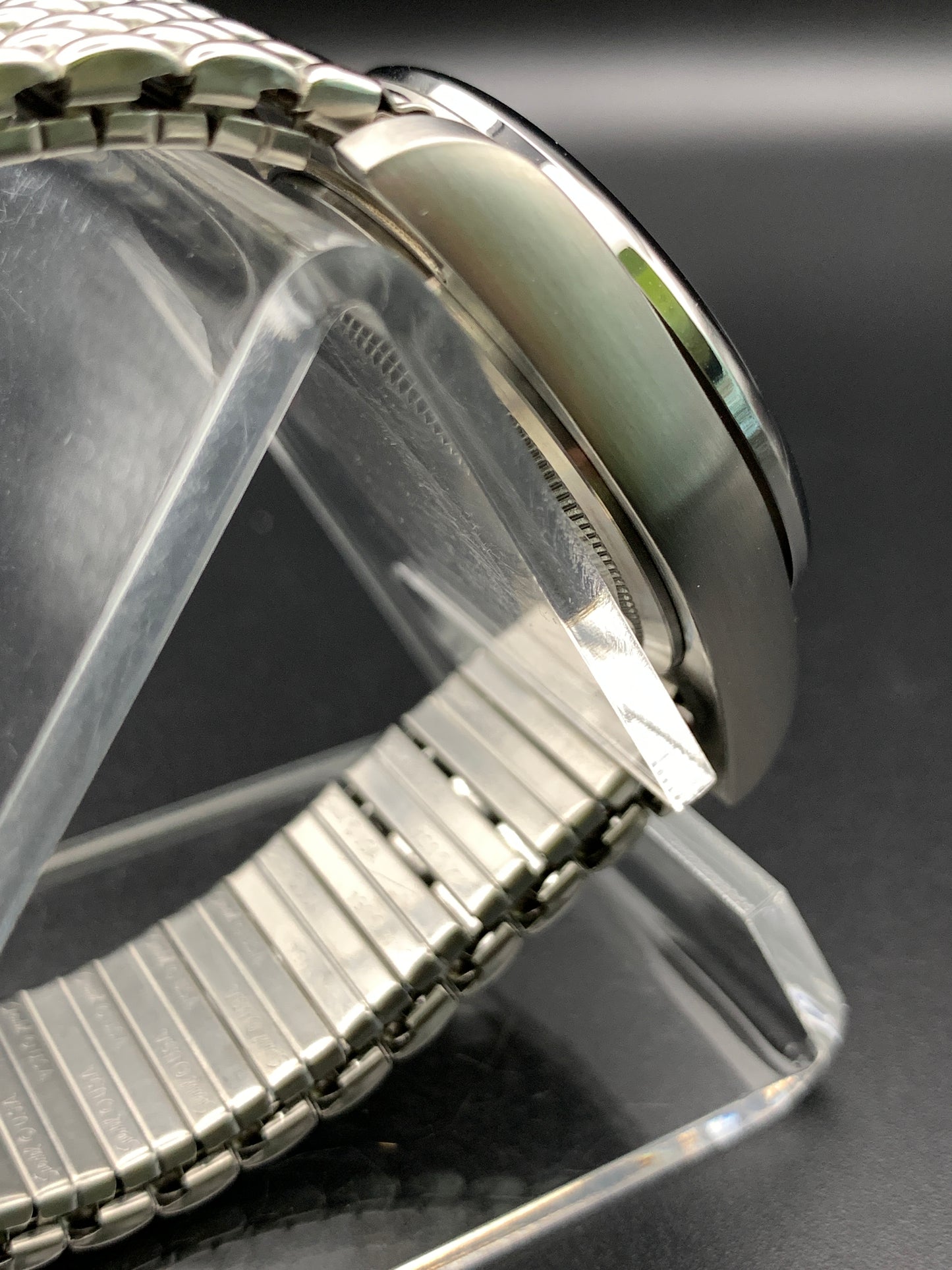 Pink Mother of Pearl 36mm dress Watch. Vintage Speidel bracelet.