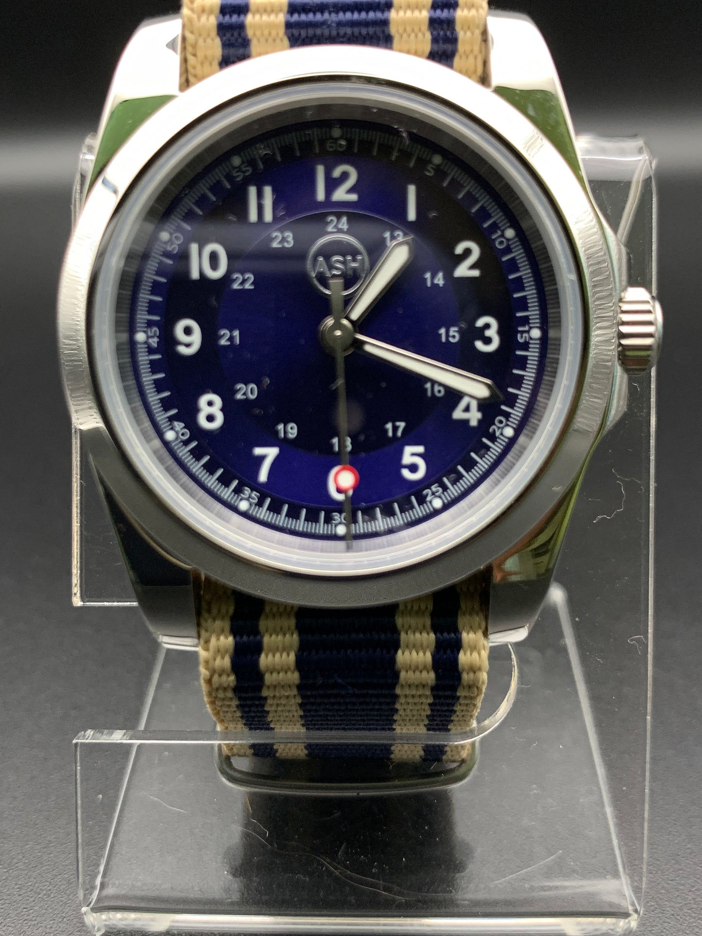 Blue Sunray 36mm Field Watch. Sapphire crystal.
