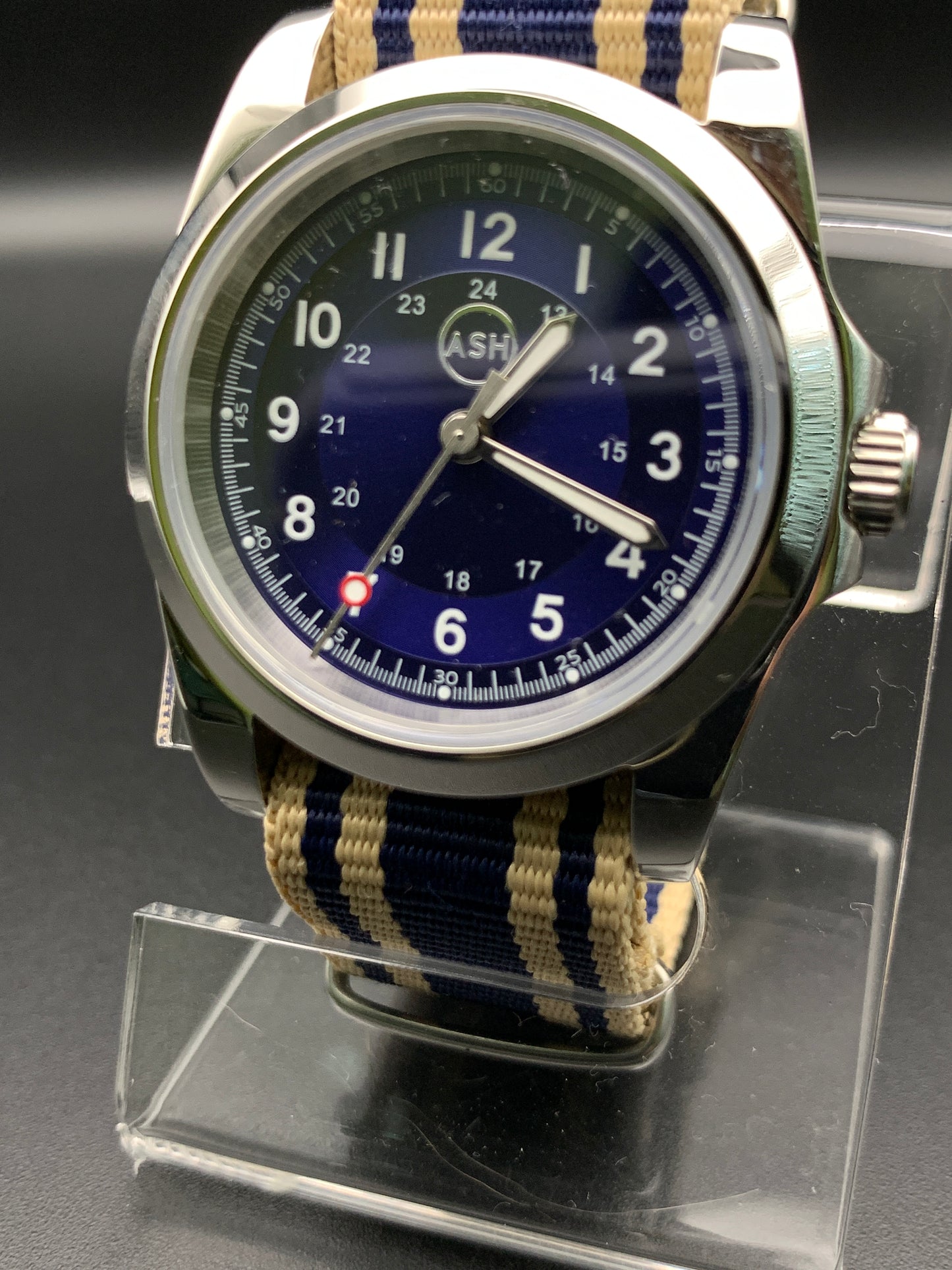 Blue Sunray 36mm Field Watch. Sapphire crystal.