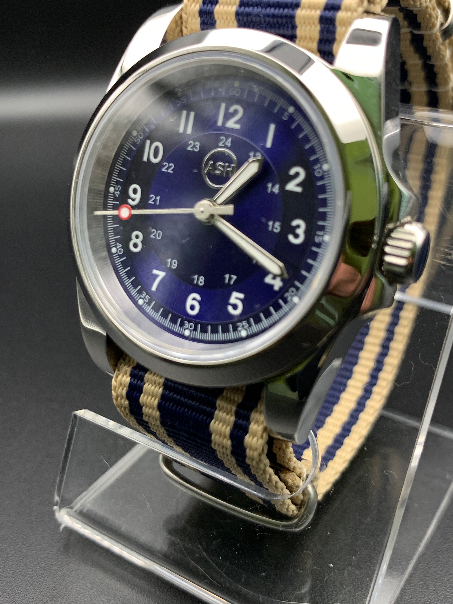 Blue Sunray 36mm Field Watch. Sapphire crystal.