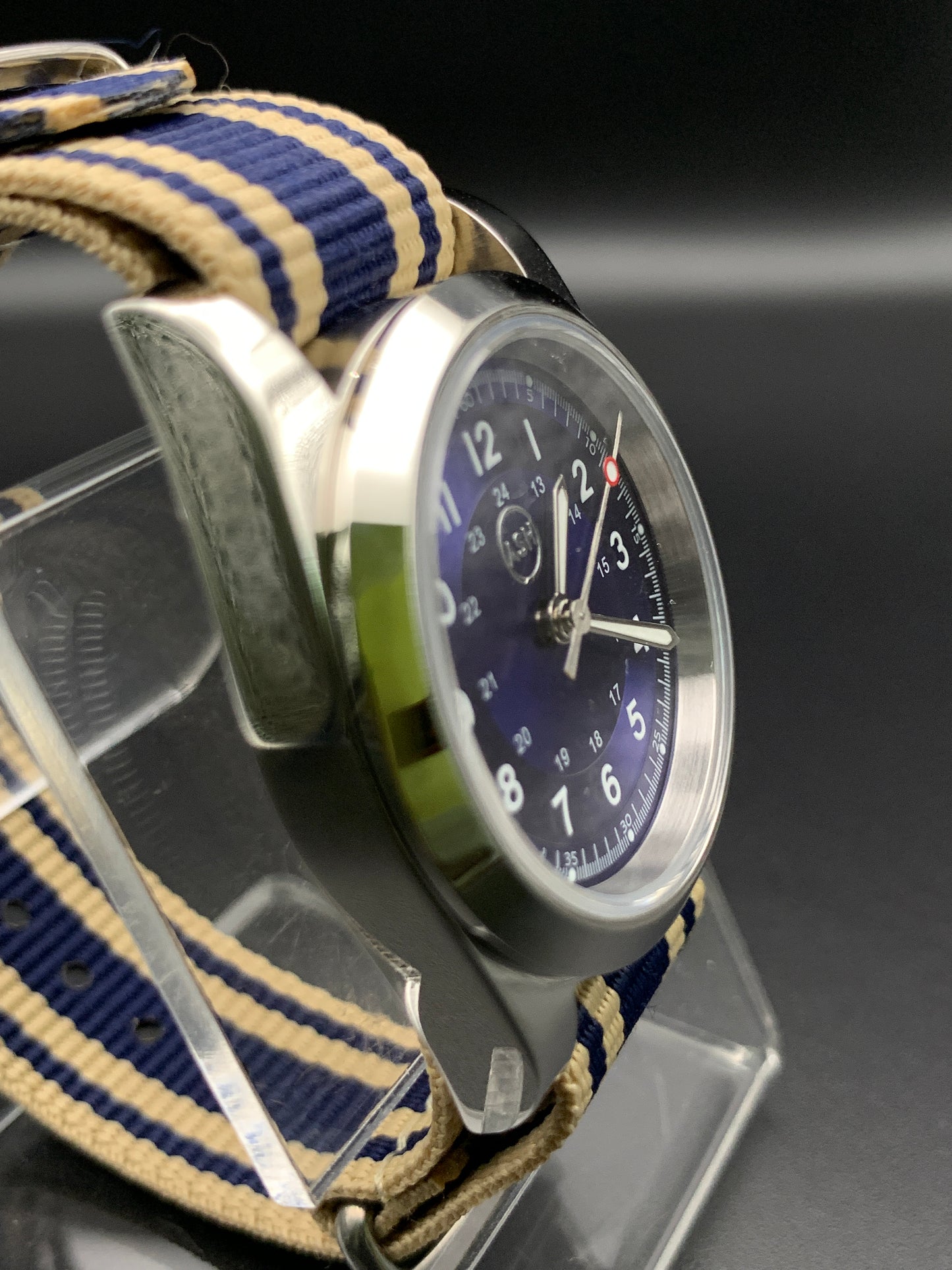 Blue Sunray 36mm Field Watch. Sapphire crystal.