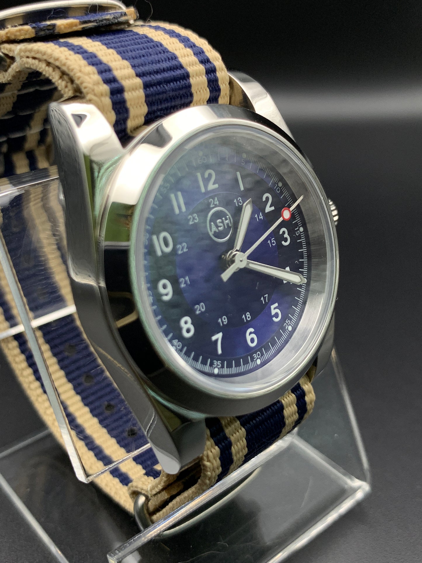 Blue Sunray 36mm Field Watch. Sapphire crystal.