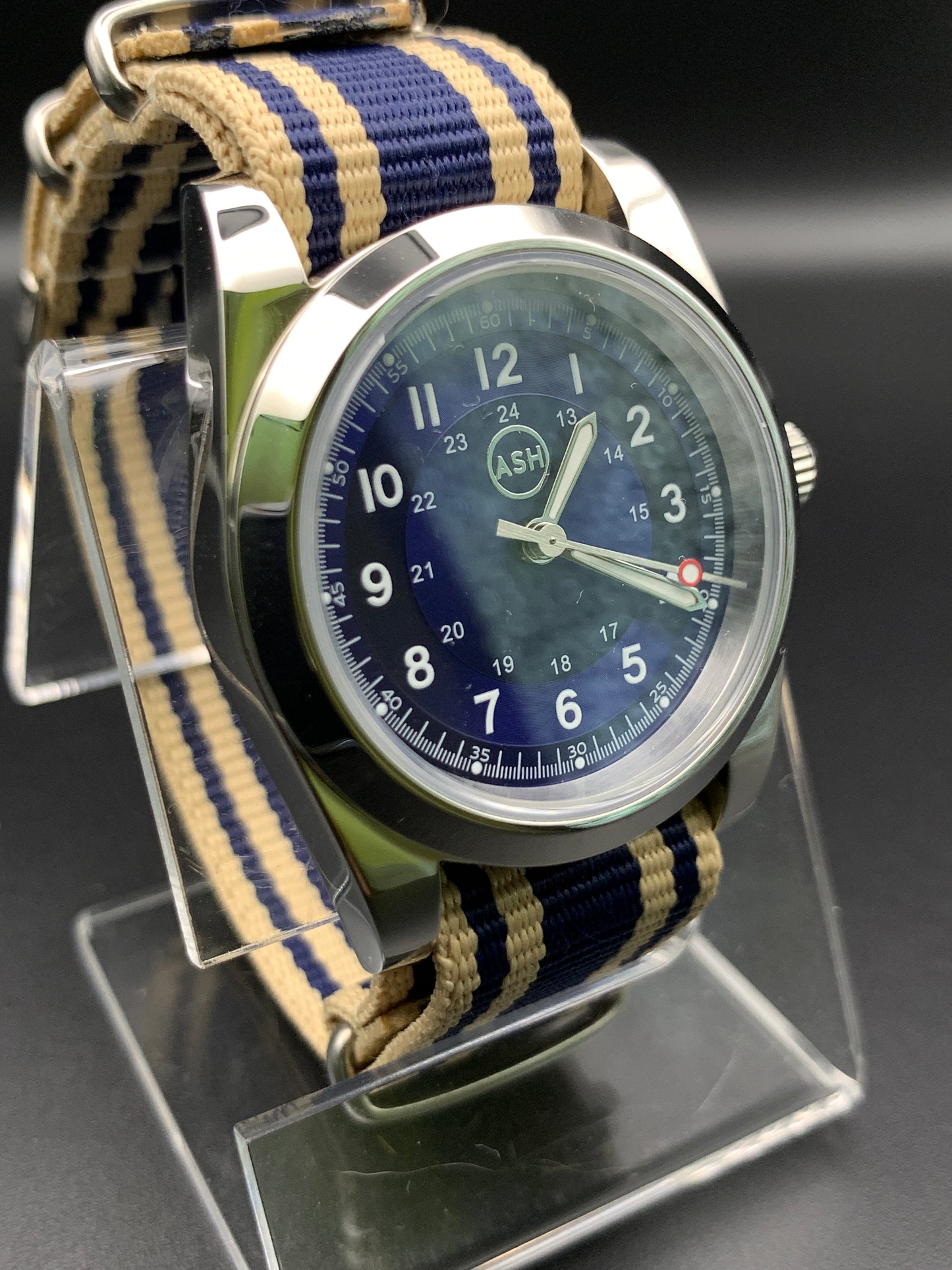 Blue Sunray 36mm Field Watch. Sapphire crystal.